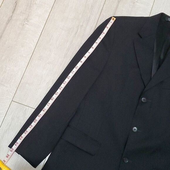 ALFANI SPORT COAT, Sz 38R, BLACK/GREY, PINSTRIPE, 3 BUTTONS, WOOL - Picture 8 of 15